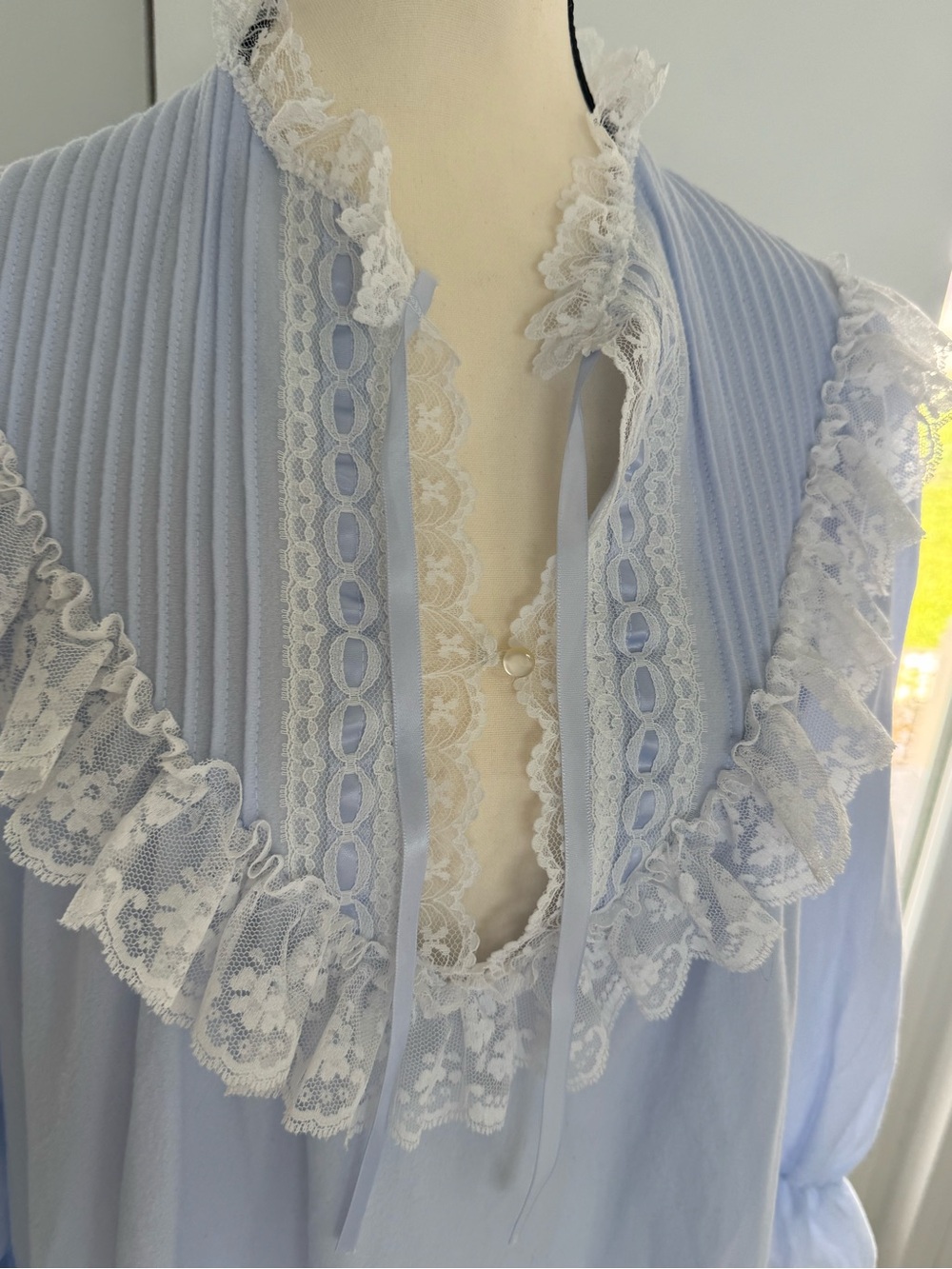 Sears Light Blue Nightgown with White Lace Trim - Picture 5 of 9